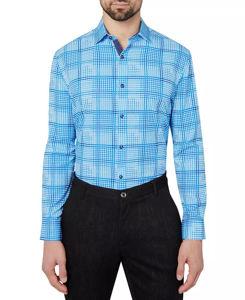Society of Threads Men's Slim Fit Non-Iron Check-Print Performance Stretch Dress Shirt