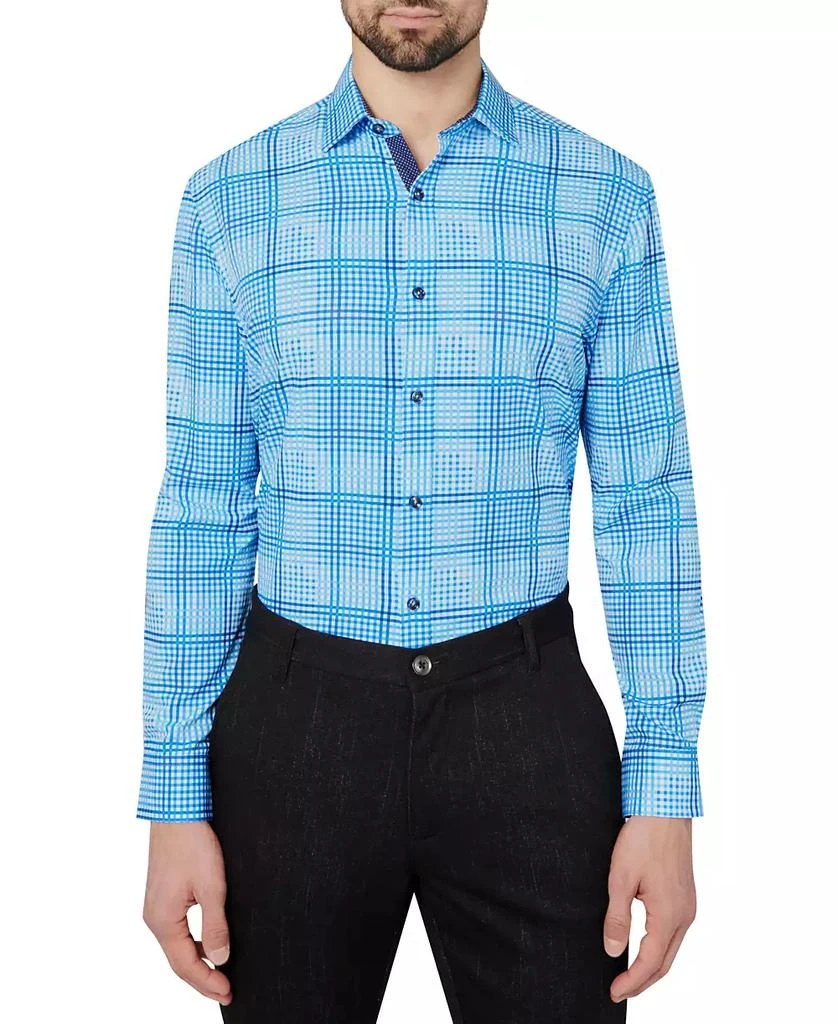 Society of Threads Men's Slim Fit Non-Iron Check-Print Performance Stretch Dress Shirt 1