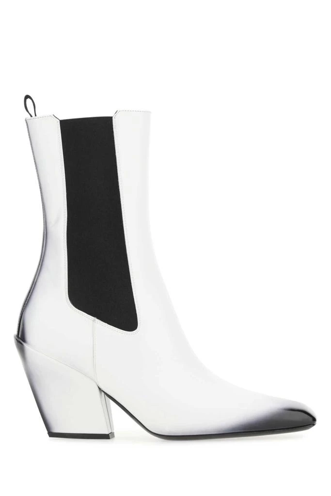 Prada White Leather Ankle Boots 1