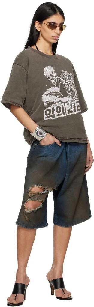 LU'U DAN Gray Wadded T-shirt 5