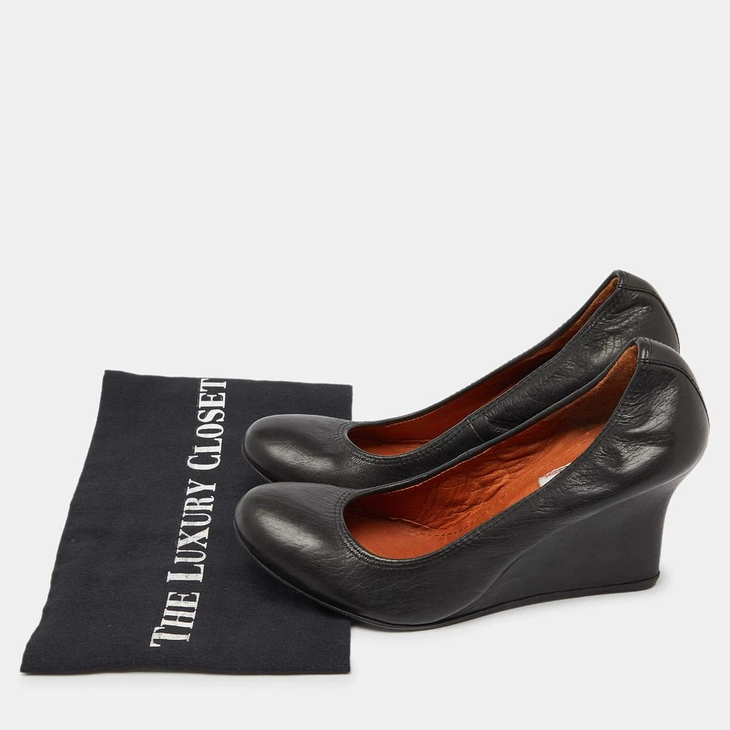 Lanvin Lanvin Black Leather Wedge Pumps Size 38.5 9