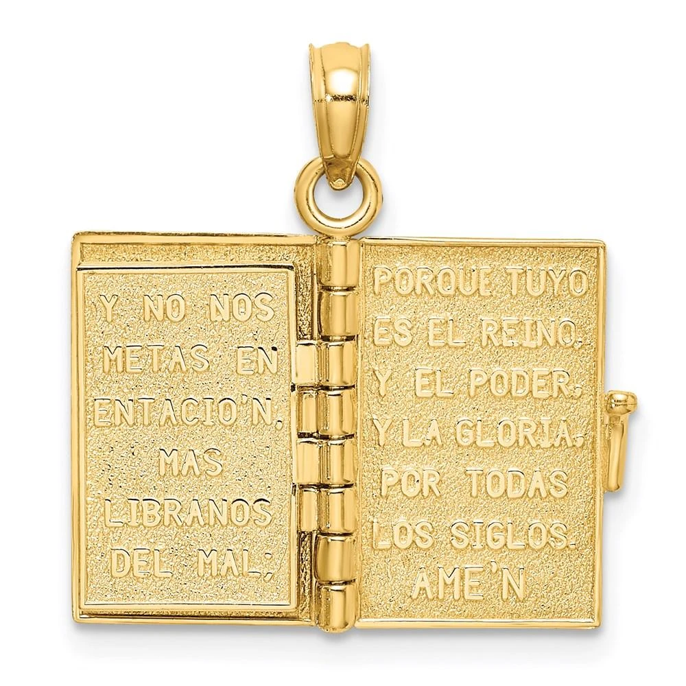 Diamond2Deal 14k Yellow Gold 3-D Moveable Santa Biblia Book Spanish Bible Lords Prayer Charm Pendant 4