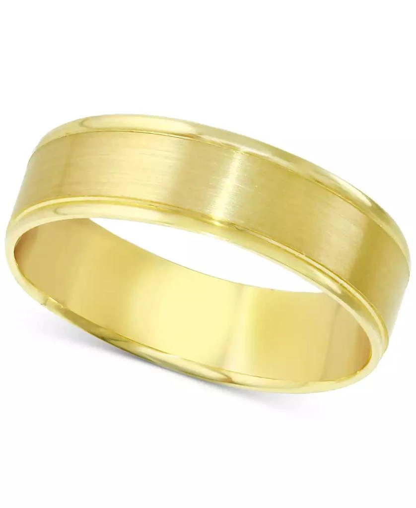 Macy
s Men
s Polished 
Textured Beveled Edge Wedding Band in 14k Gold