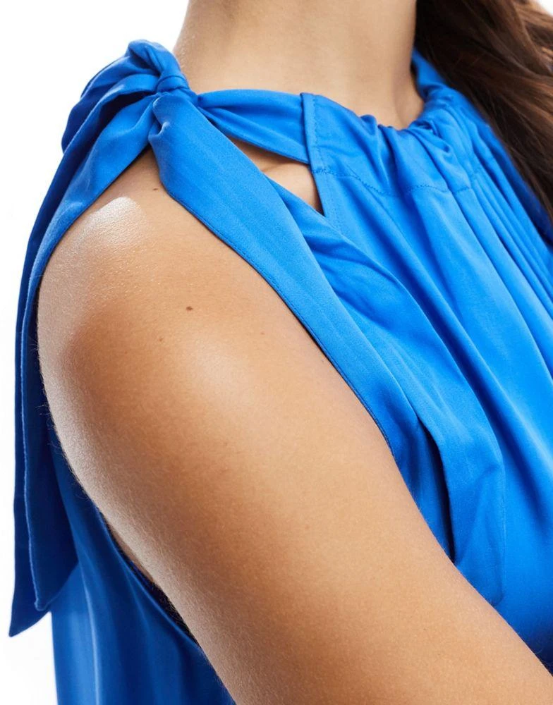 & Other Stories & Other Stories tiered hem maxi dress with gathered tie neck detail and keyhole back in blue 4