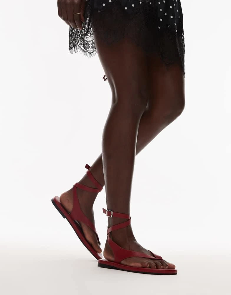 Topshop Topshop Jeremiah toe thong sandal in red 3