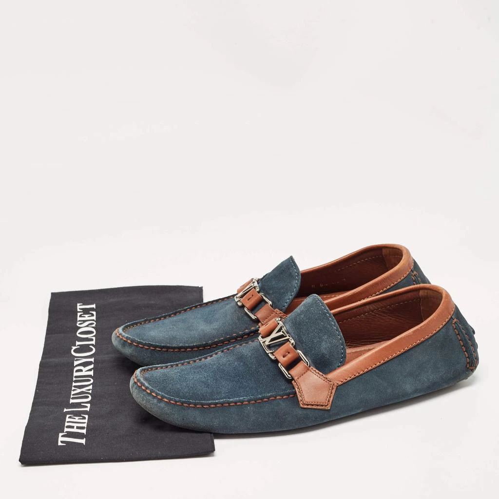 Louis Vuitton Louis Vuitton Blue/Brown Leather and Suede Hockenheim Loafers Size 42.5 9