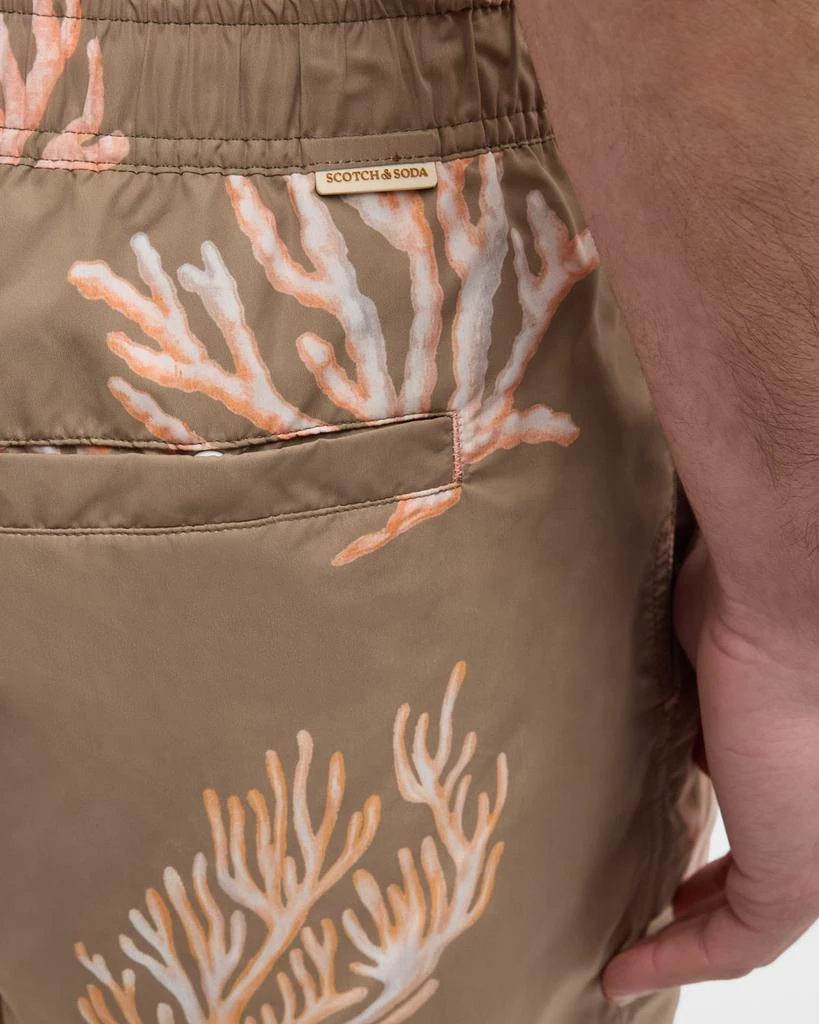 Scotch & Soda Men's Long Coral-Print Swim Shorts 5