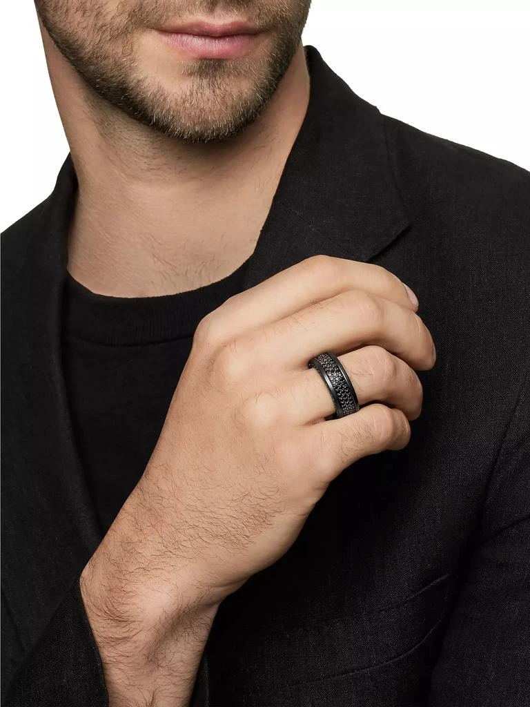 David Yurman Streamline® Three Row Band Ring in Black Titanium with Pavé Black Diamonds 7