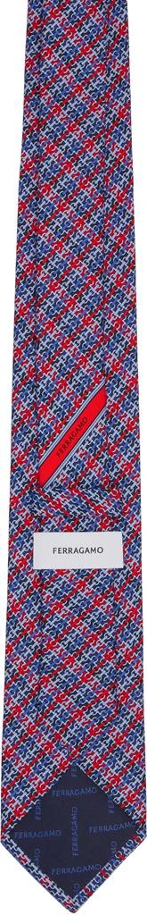 Salvatore Ferragamo Navy Gancini Chain Print Silk Tie 2