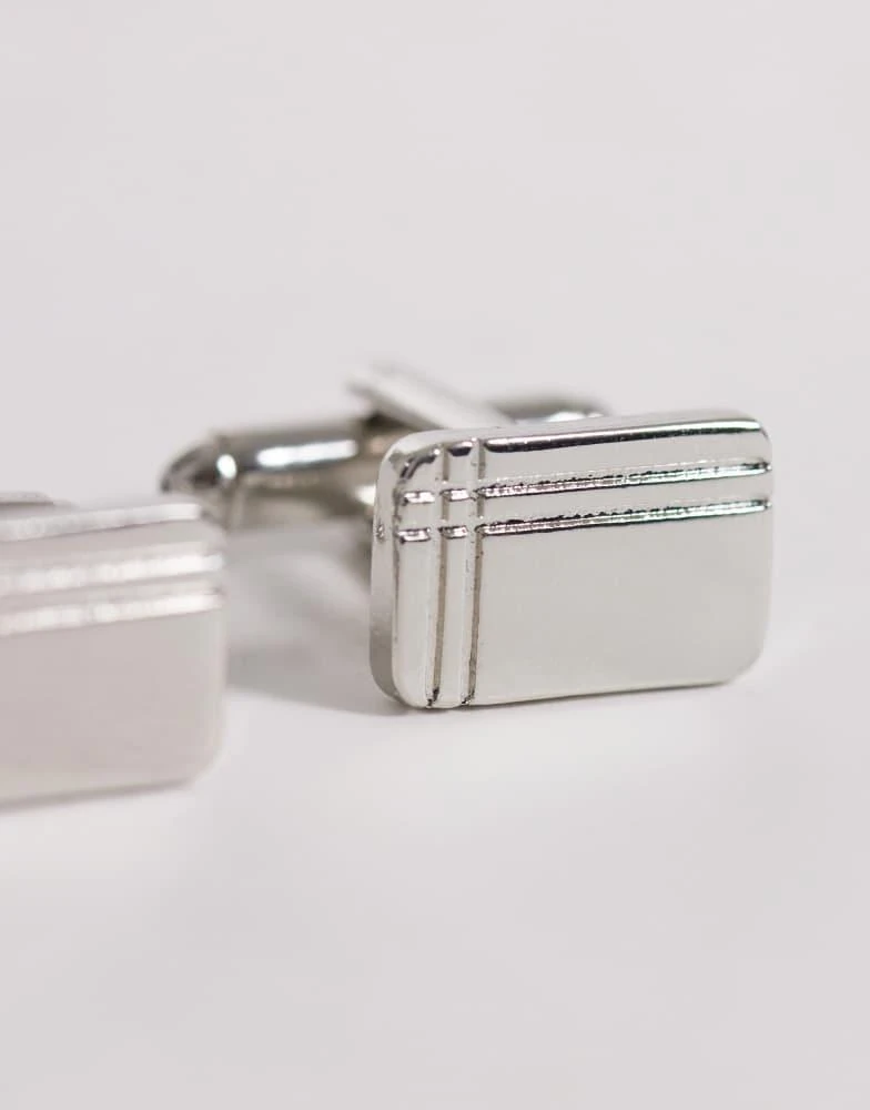 ASOS ASOS DESIGN engraved pattern tie bar and cufflink pack in silver 2