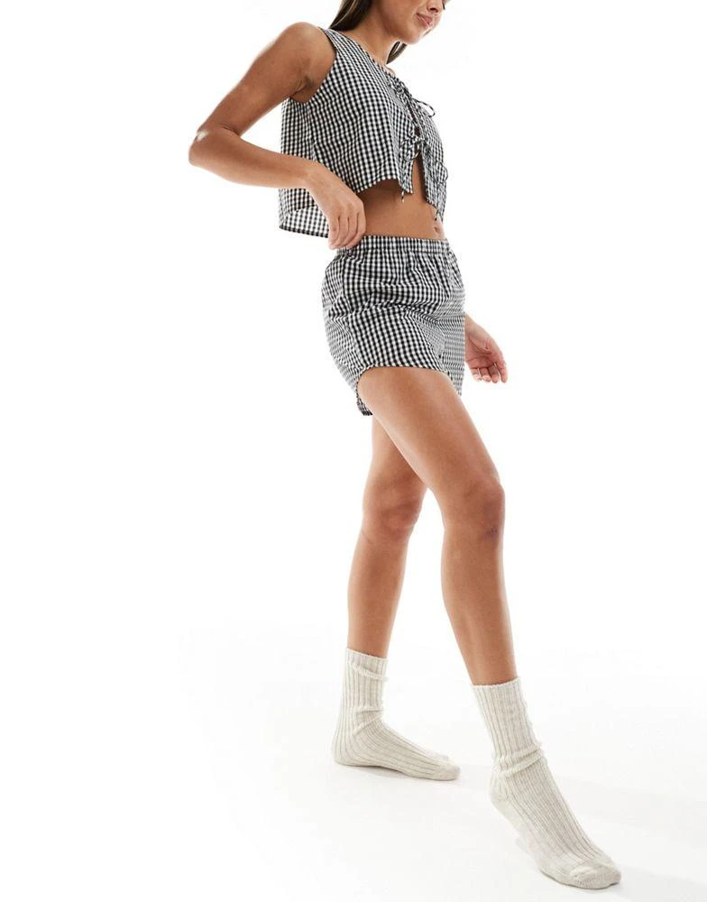 Luna Luna gingham vest and short pyjama set in black 3