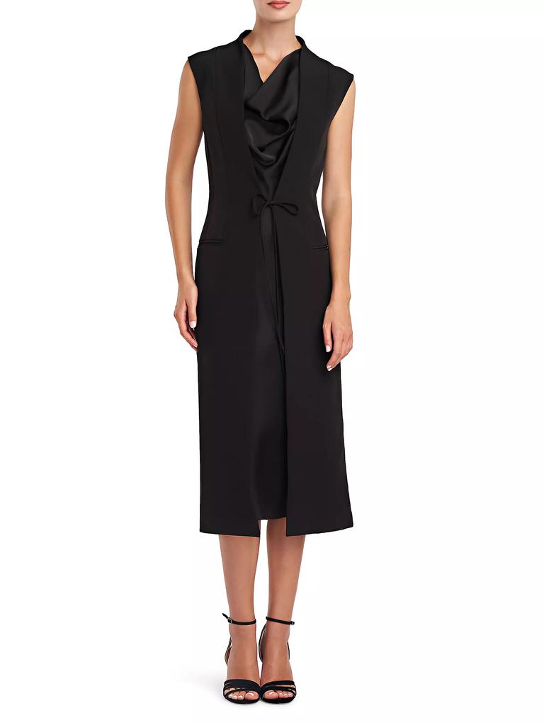 Halston Jacklyn Cowl-Neck Crepe Midi-Dress