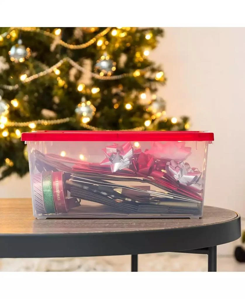 IRIS USA 12 Qt. Plastic Holiday Storage Bins Containers with Lids, Clear - 6