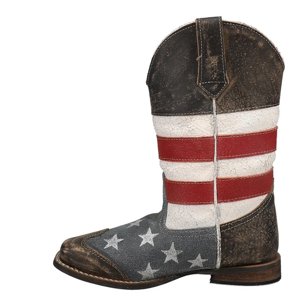 Roper Americana Flag Square Toe Cowboy Boots (Little Kid) 3