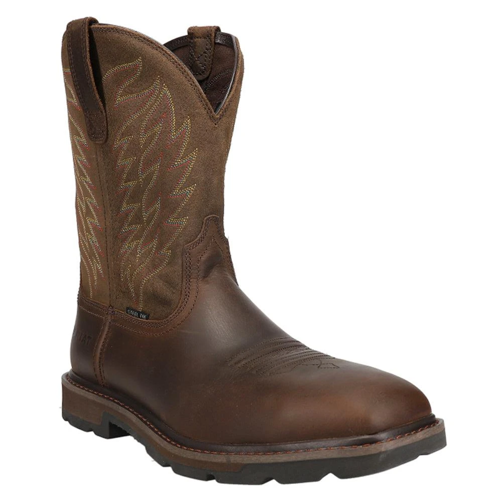 Ariat Groundbreaker Tooled-Inlay Steel Toe Pull On Work Boots 2