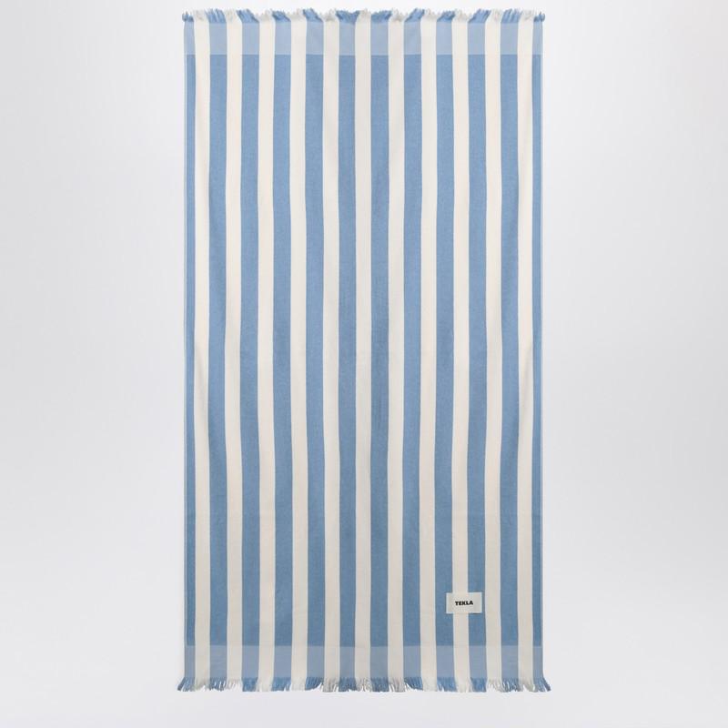Tekla White and blue striped beach towel