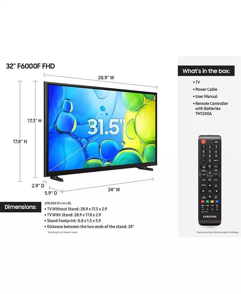 SAMSUNG 32" Class FHD Smart TV F6000F - UN32F6000 4