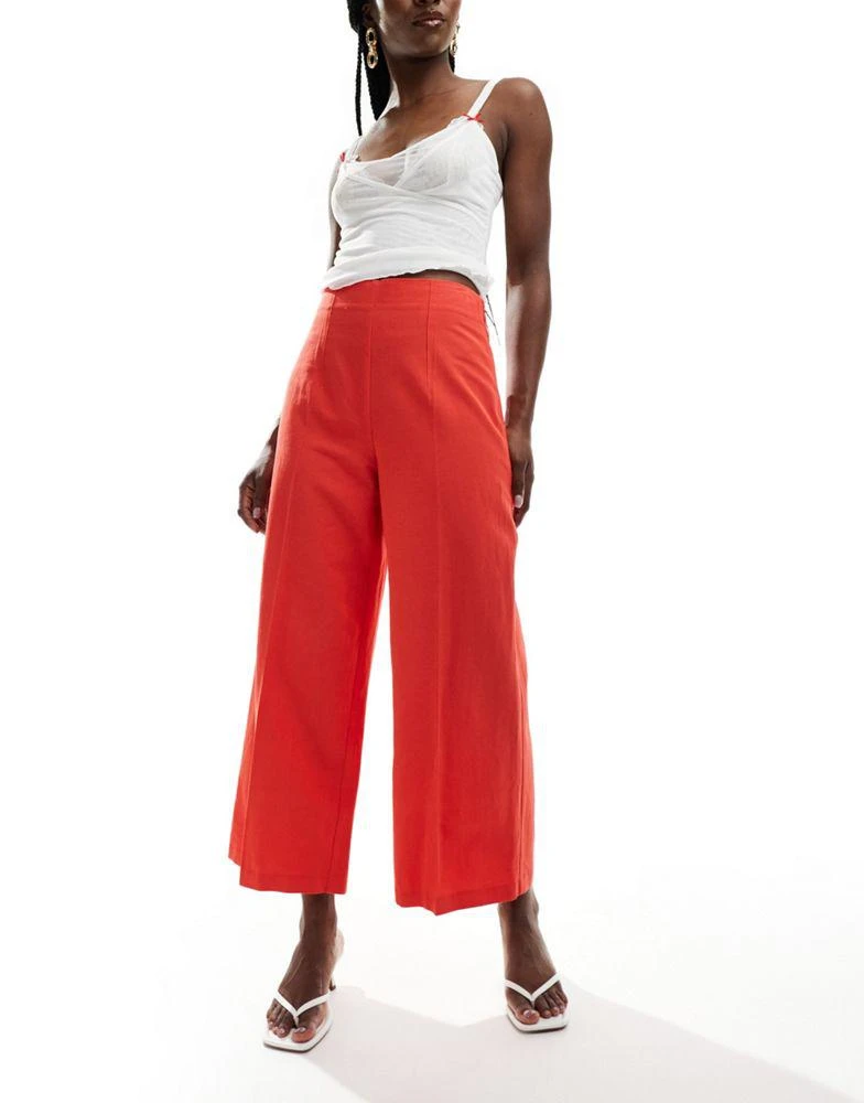 ASOS ASOS DESIGN tailored linen culotte trousers in red 1