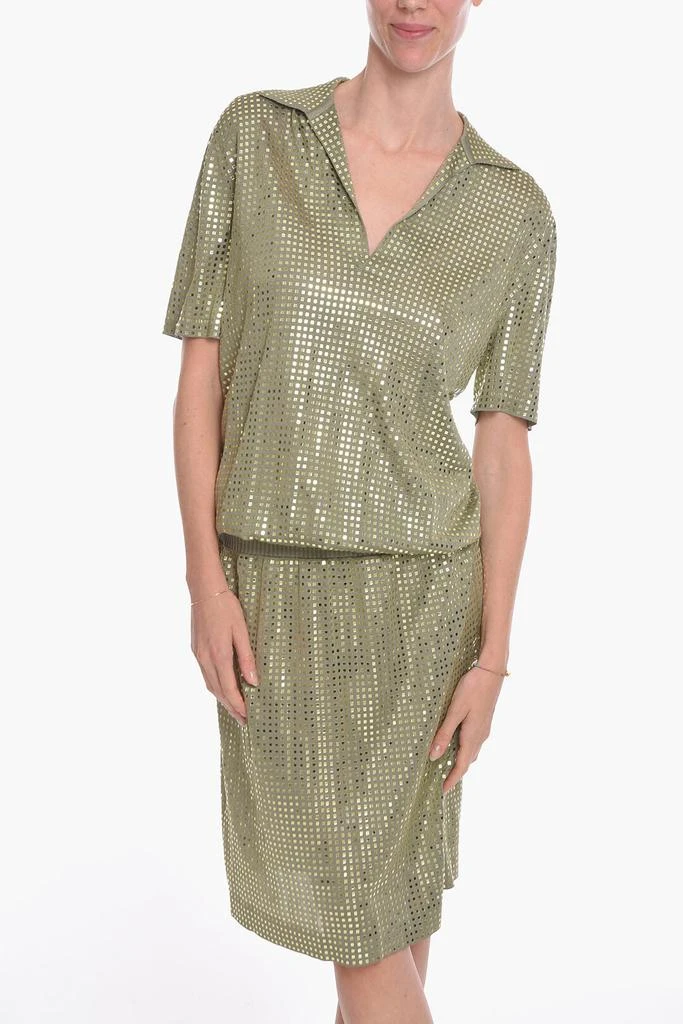 Bottega Veneta Bottega Veneta Silk Knit Midi Dress with Mirrored-studs 4