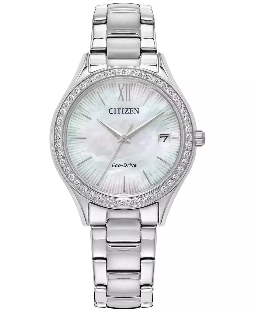 Citizen Eco-Drive Women's Crystal Stainless Steel Bracelet Watch  34mm 1