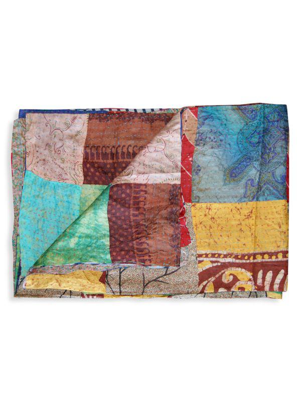 TAJ HOTEL Kantha Silk Blend Patchwork Throw