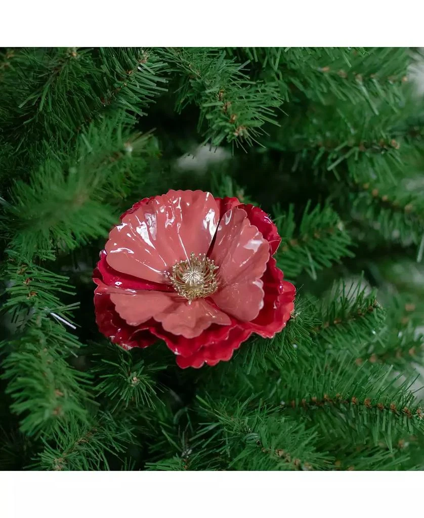 Northlight Shiny Coral Poppy Clip Christmas Ornament 3