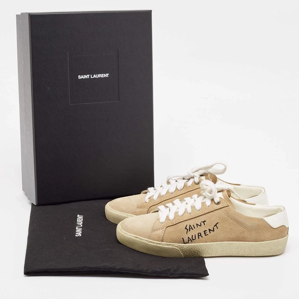 Yves Saint Laurent Saint Laurent Beige Suede Court Classic Lace Up Sneakers Size 37 9