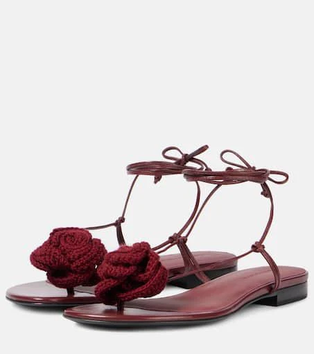 Magda Butrym Floral-appliqué leather sandals 4