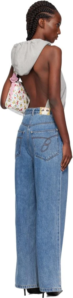 pushBUTTON Gray & Blue Halter Hoodie Denim Jumpsuit 3