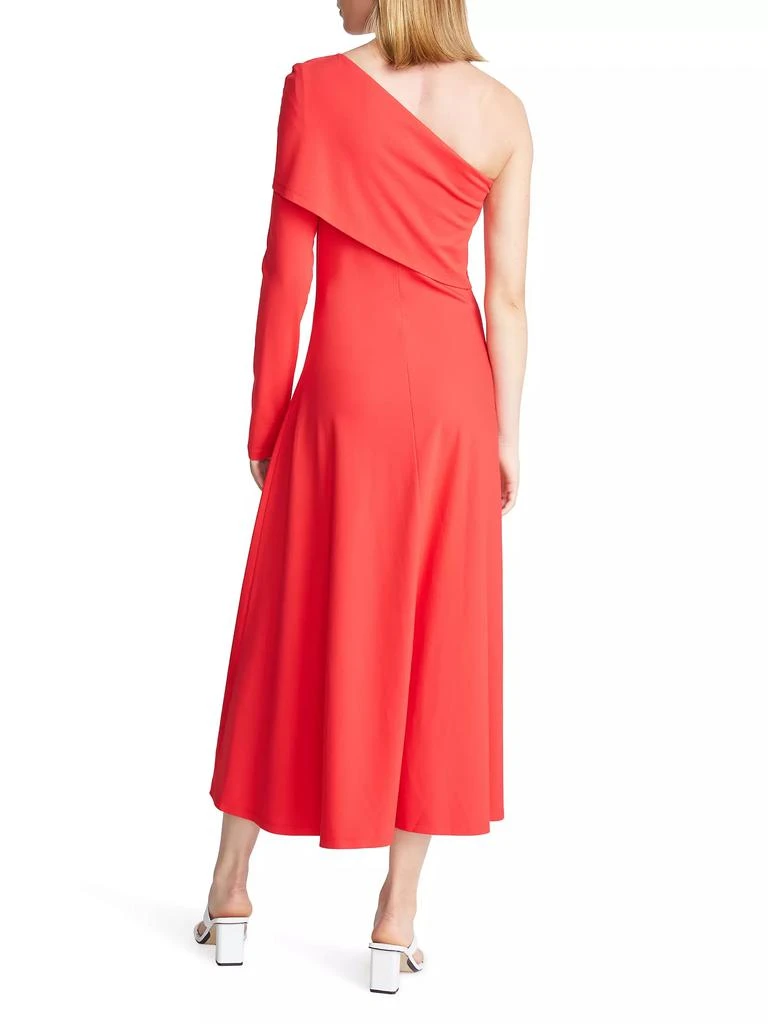 HALSTON Felice Asymmetric Jersey Midi-Dress 4