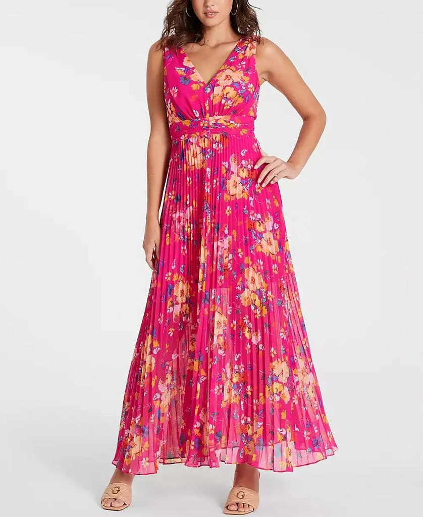 GUESS Women's Pleated Floral Fit & Flare Dress 1
