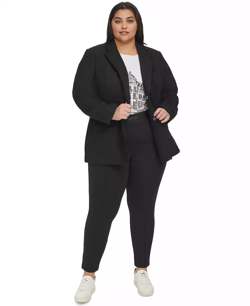 Karl Lagerfeld Paris Plus Size Fringe Trim Tweed Blazer, First@Macy’s 4