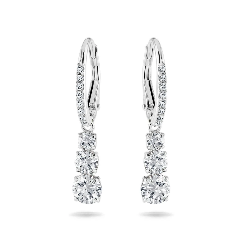 Swarovski Attract trilogy hoop earrings round cut white rhodium plated 8