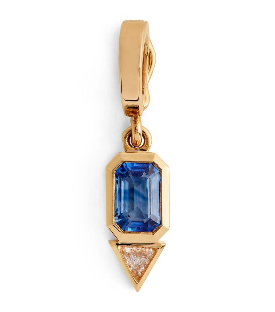 Azlee Yellow Gold, Sapphire and Diamond Trillion Charm 1