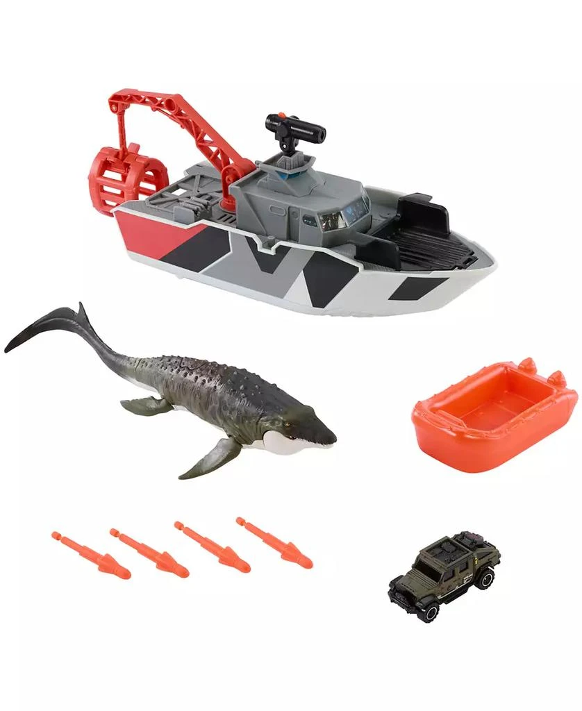 Matchbox Jurassic World Mosasaurus Rescue Action Boat Playset 5