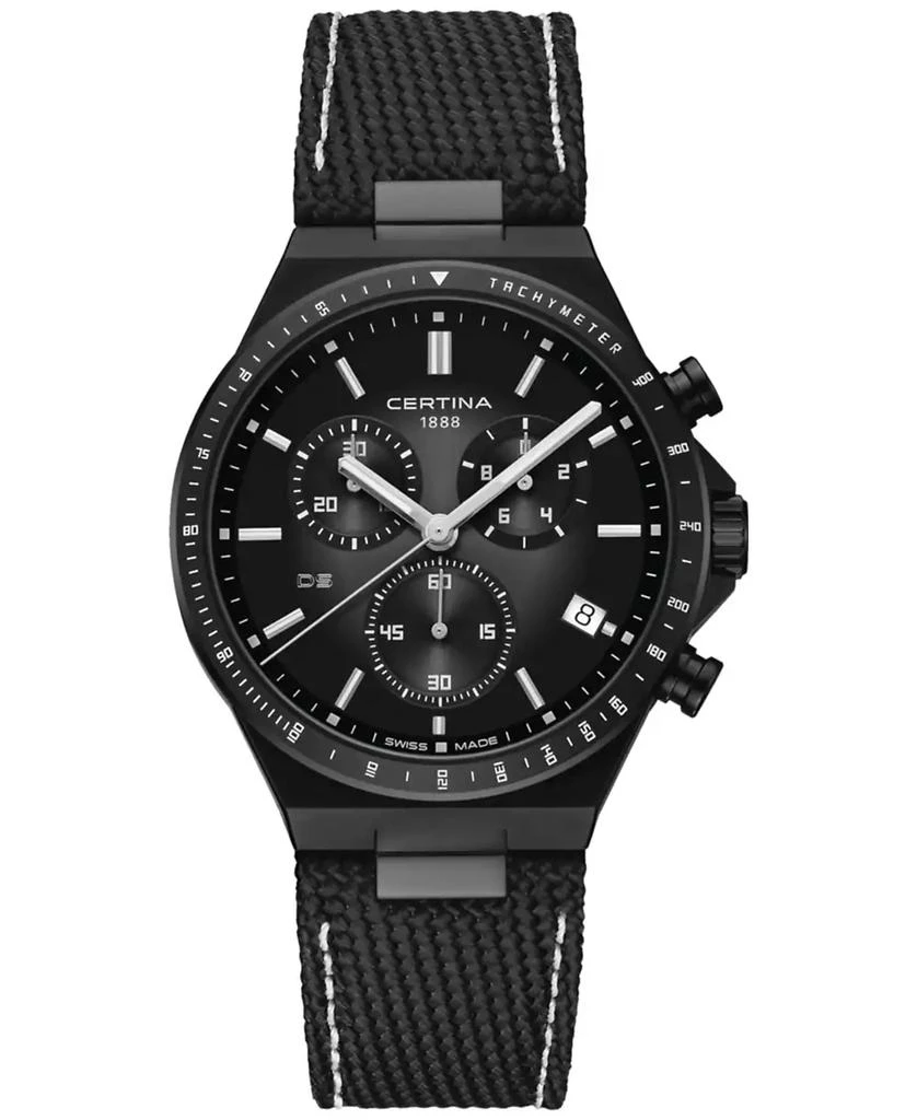 Certina Men's Swiss Chronograph DS-7 Black Synthetic Strap Watch 41mm 1