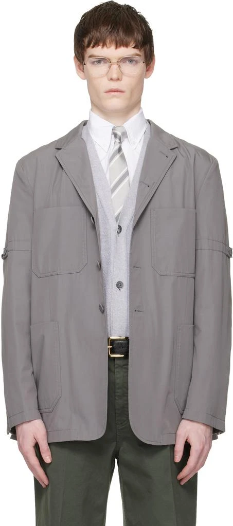 Thom Browne Gray Cotton Suiting Armband Unconstructed Blazer