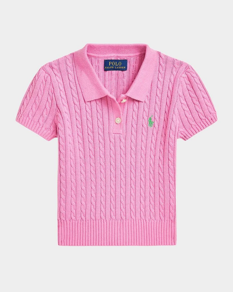 Ralph Lauren Girl's Mini Cable Knit Polo Shirt, Size 2-6X 1