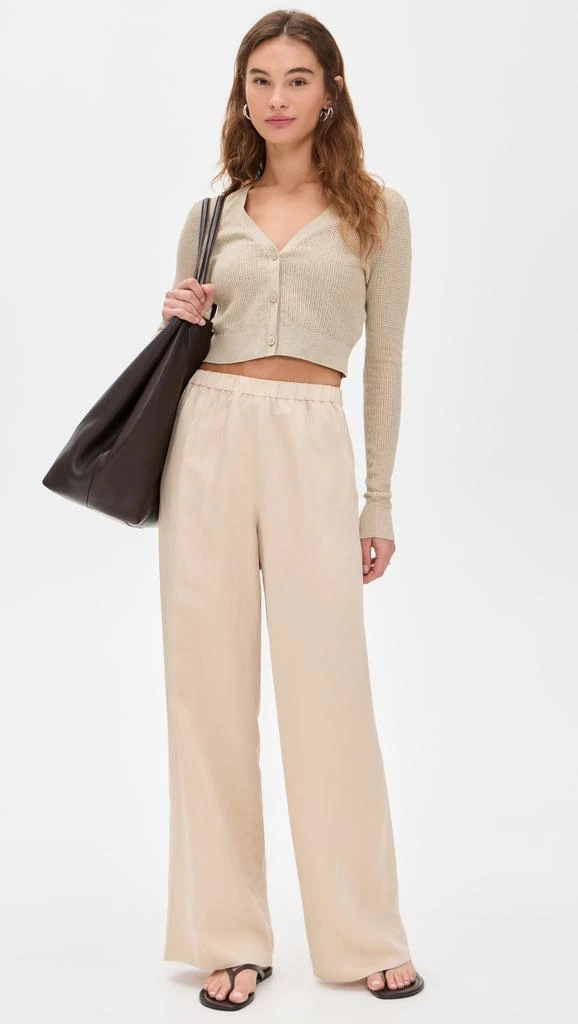 Enza Costa Linen Open Knit Cropped V Neck Cardigan 4