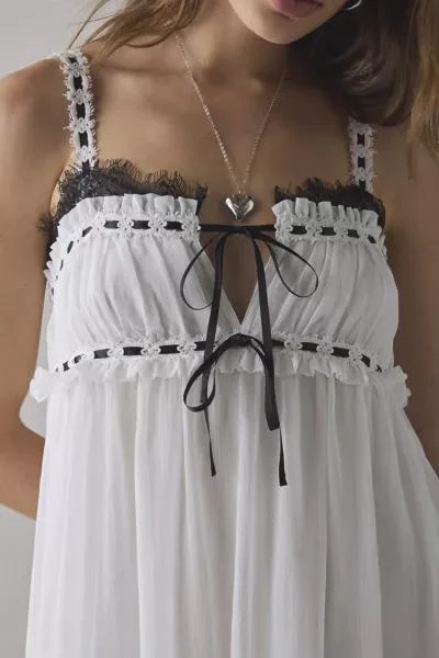 Kimchi Blue Kimchi Blue Adelaide Lace + Ribbon Trim Babydoll Mini Dress 2