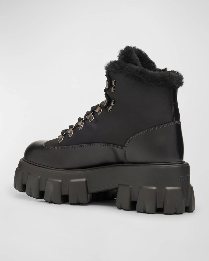 Prada Monolith Nylon Shearling Hiker Boots 4