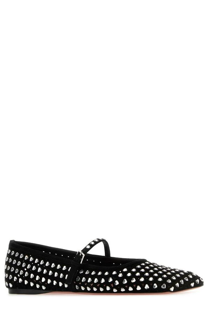 Amina Muaddi Amina Muaddi Ane Heart Embellished Flat Shoes 2
