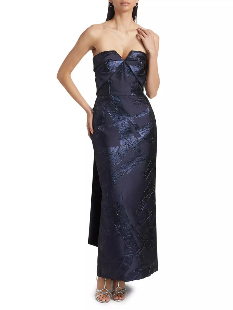 Amsale Jacquard Strapless Sheath Cocktail Dress 3