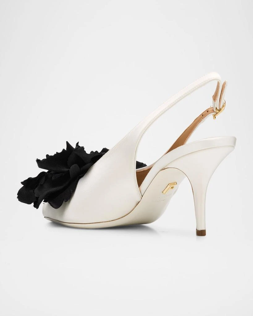 Salvatore Ferragamo 70mm Gema Satin Flower Slingback Pumps 4