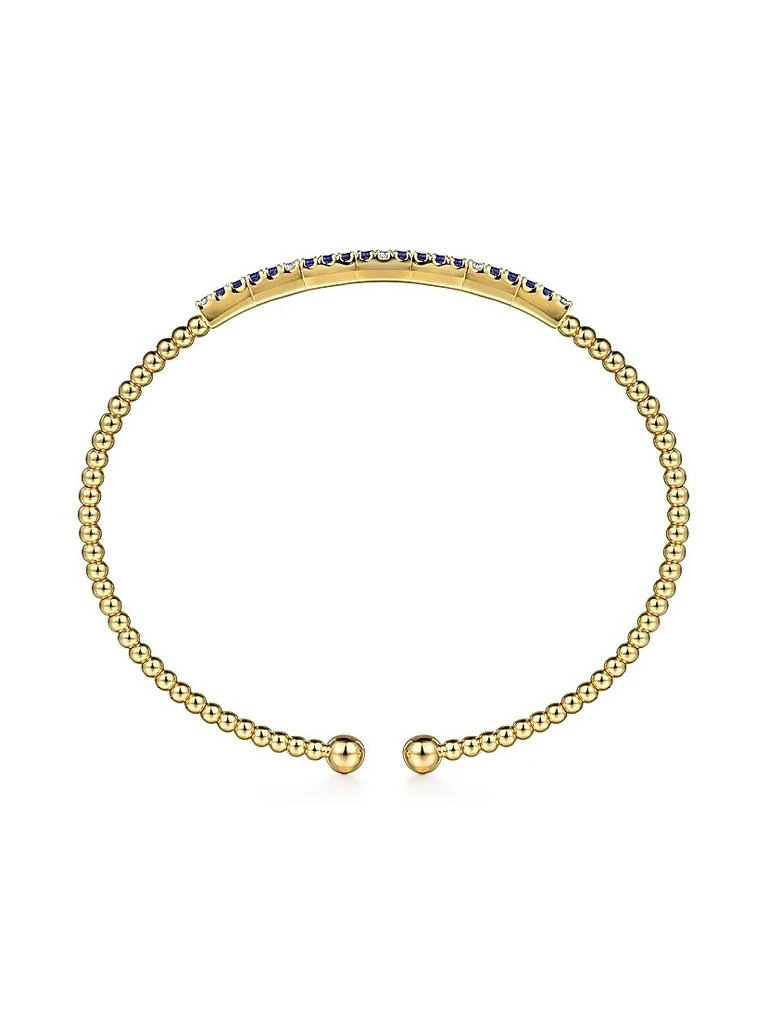Gabriel 
Co Bujukan 14K Yellow Gold, Blue Sapphire 
0.09 TCW Diamond Cuff Bracelet 4