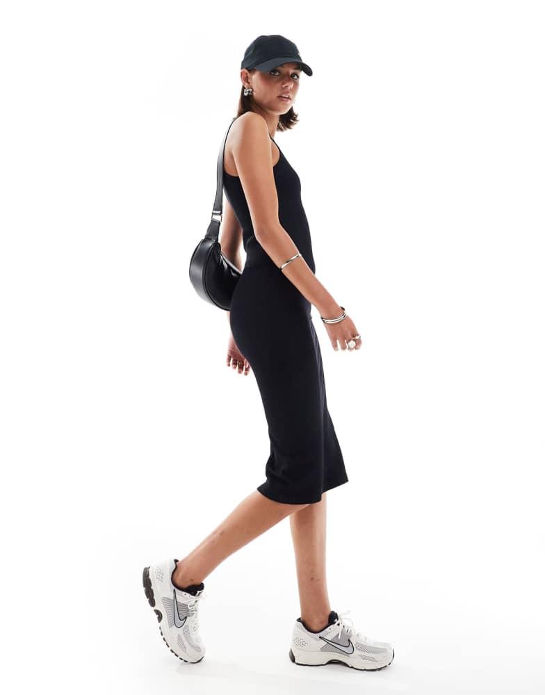 HERA Hera ribbed base racer midi dress in black