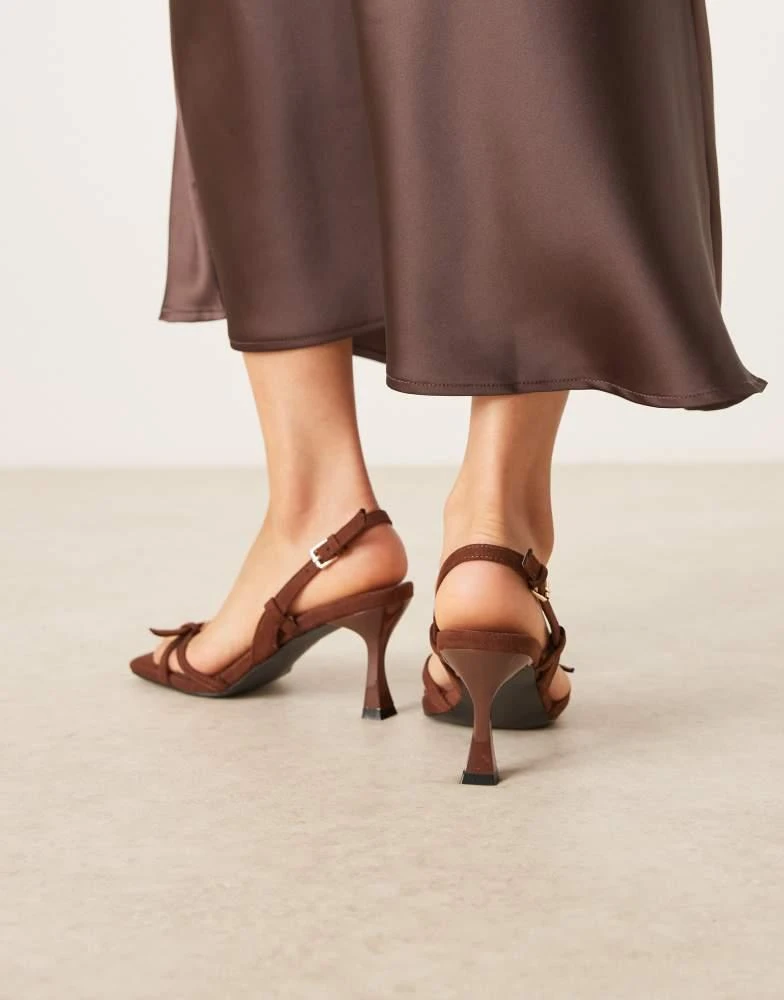 Glamorous Glamorous heeled sandals with buckle detail in brown faux suede 3