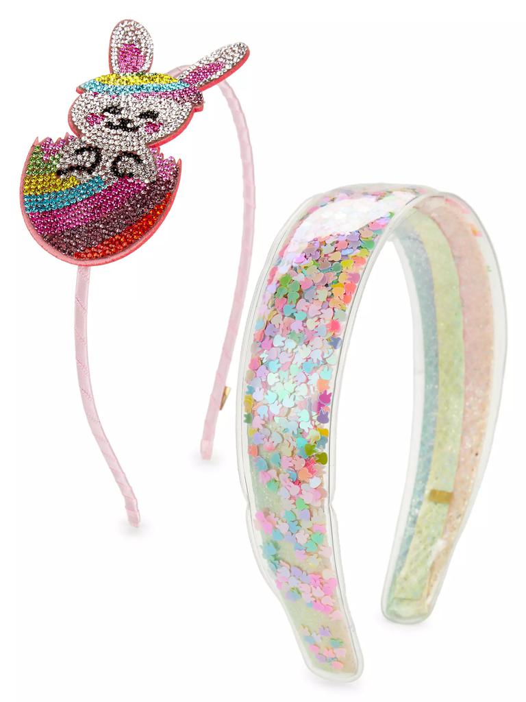 Bari Lynn Girl's Confetti Bunny & Crystal Bunny Headband Set