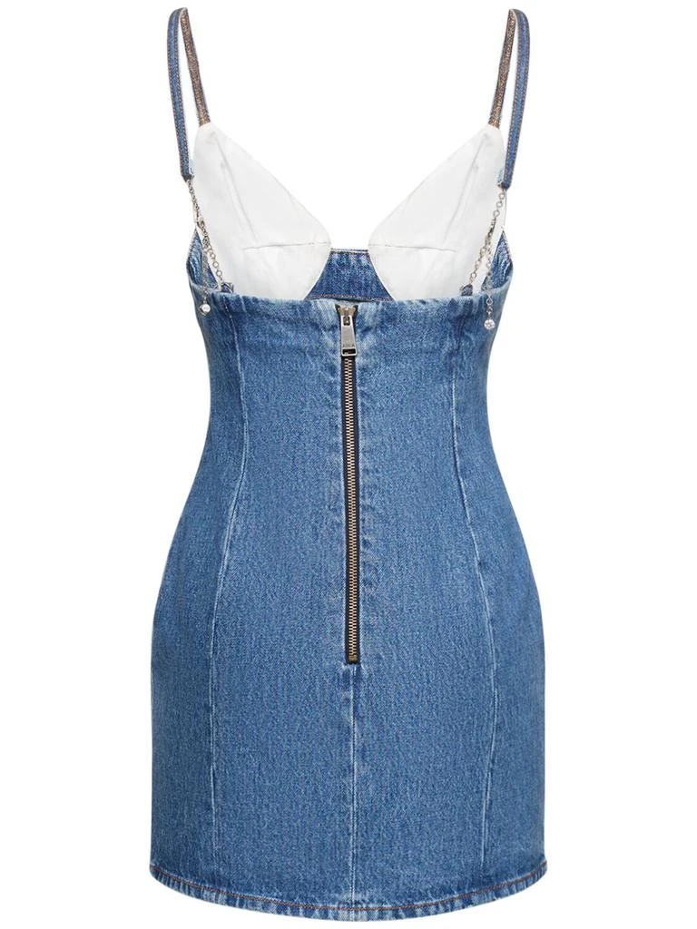 AREA Embellished Cotton Denim Mini Dress 4