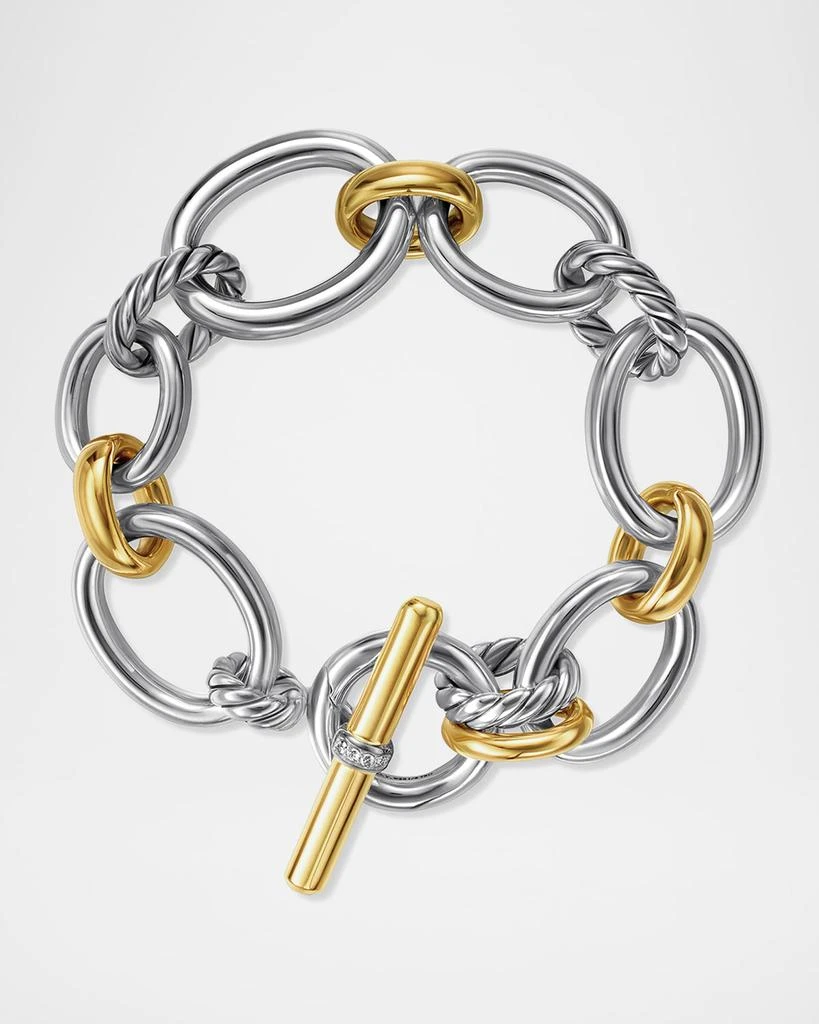 David Yurman DY Mercer Bracelet with Diamonds in Silver and 18K Gold, 25mm 4